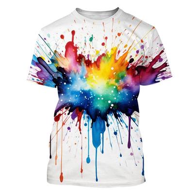 Camiseta Color Splash Ink Drop Color 3D Printed T-shirt Star Harajuku Style T-shirt Moda Masculina E Feminina Casual T-shirt Infantil
