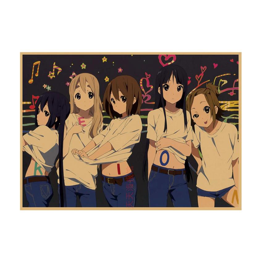 K-ON! Kraft Paper Anime Poster for Dorm, Bar, or Cafe Wall Décor.