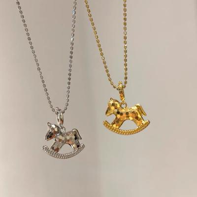 Korean Ins Style Simple Pony Pendant Necklace Accessories Women's Fashion Versatile Sweater Chain Accessories
