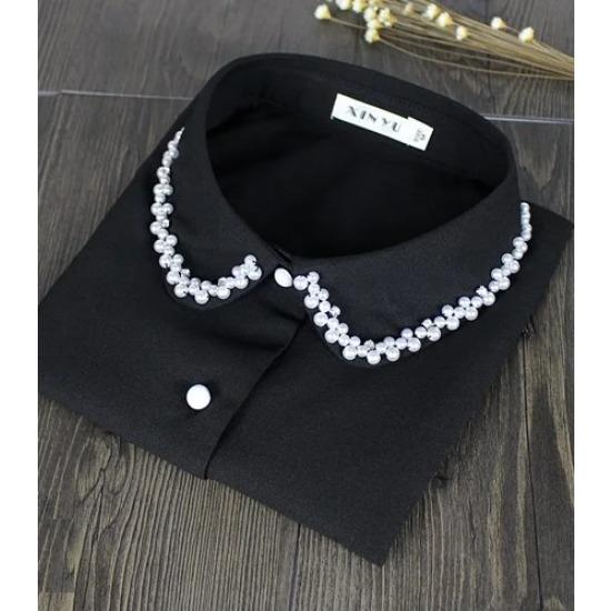 

Женский воротник с белыми бусинами, съемный воротник, рубашка, галстук, накладной воротник, женский поддельный Kragen Sahte Yaka, женский Kraagje Nep Dames