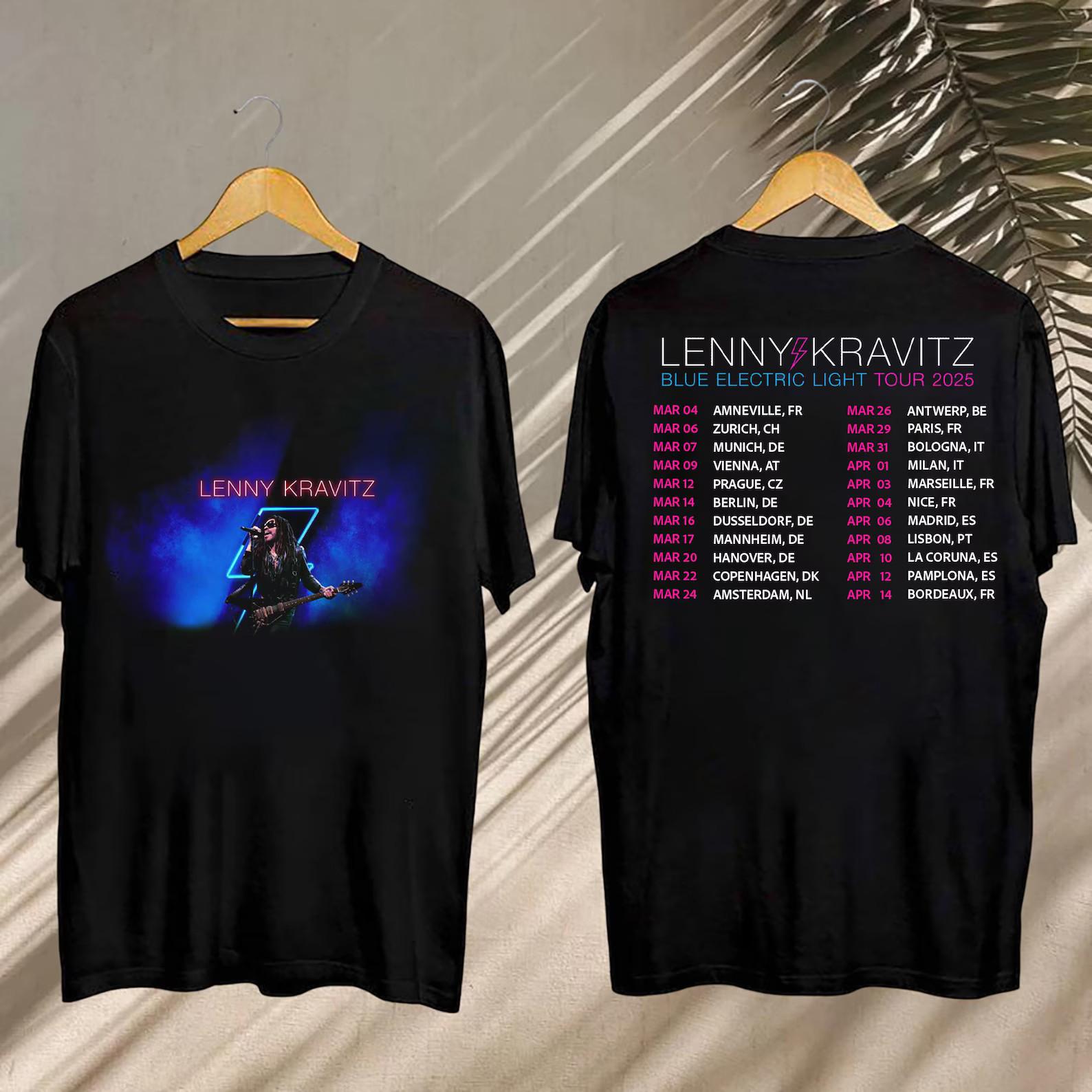 Футболка Ленни Кравица 2025, Футболка Lenny Kravitz Blue Electric Light Tour M