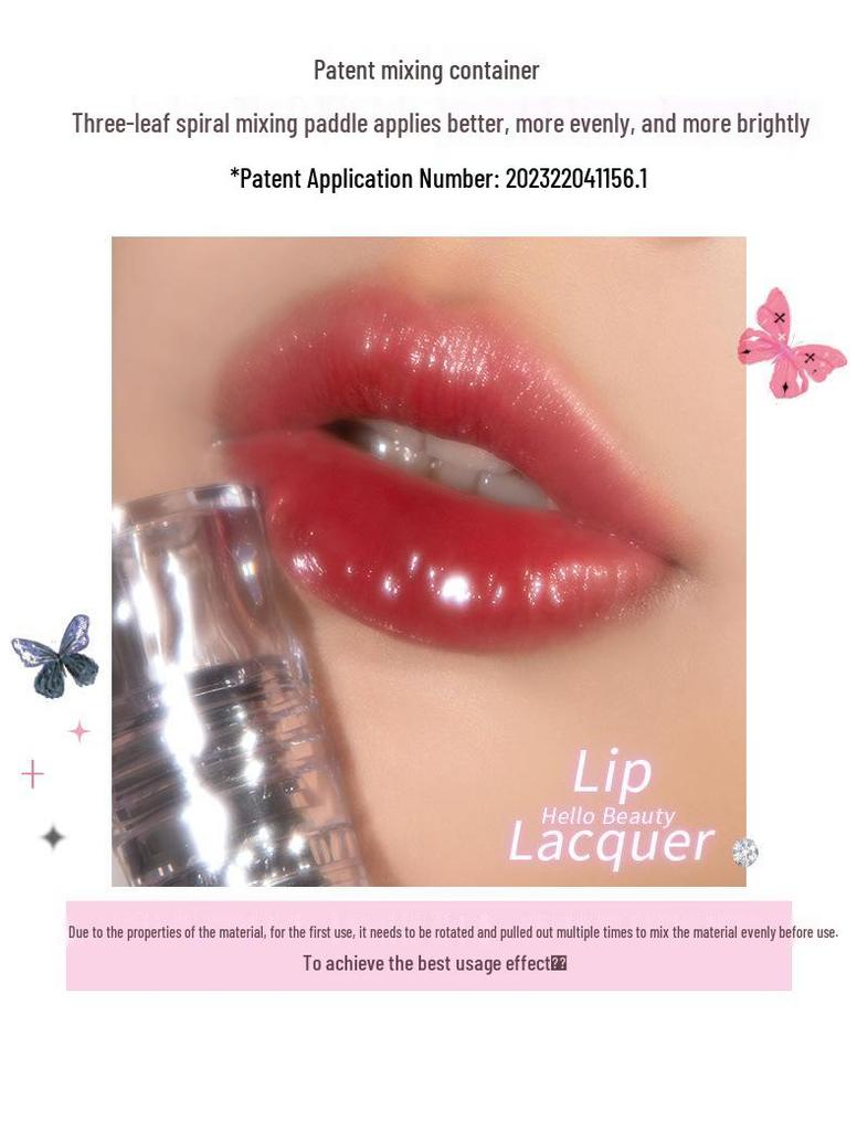 FLORTTE/Floria Lip Lacquer: Stunning Melia Water Light Lipstick - Transfer-Resistant Cup Mirror Gloss.