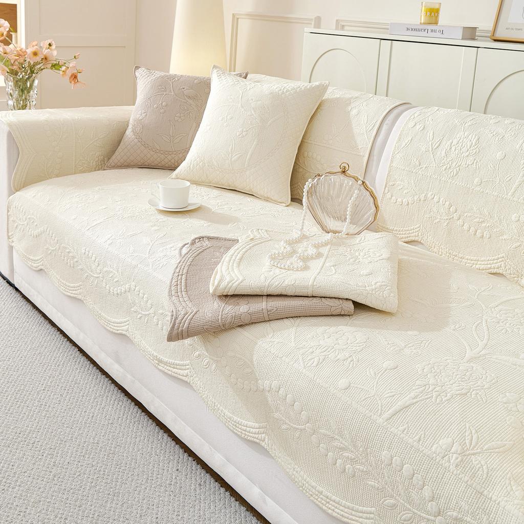 Retro French Pure Cotton Sofa Cushion Fabric Non-Slip Sofa Cover Universal Sofa Towel For All Seasons New Chinese Seat Cushion