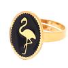 Les Trésors De Lily [Q2446] - Bague créateur acier 'Flamant Rose' noir doré - 16x12 mm