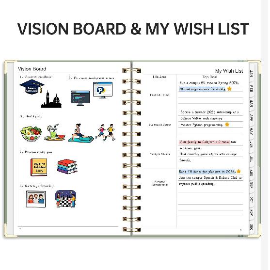 2026 Planner, Weekly and Monthly, A5 Size (5.7" x 8.3"), Jan 2026 - Dec 2026, Calendar, To-do List, Agenda, 12-Month Tabs, Hardcover, 100 GSM Thick