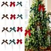 Red Color Red Ribbon Bows Vintage Style Gift Wrap Bows Festive Christmas Tree Bows Christmas Decor