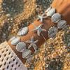 Scallop Starfish Opening Bracelet Silver Flower Upper Arm Bracelet for 5Pcs/Set Party