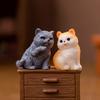 12Pcs Miniature Cat Figurine Mini Simulation Kitten Statue Resin Animal Ornament Microlandscape Dollhouse Car Dashboard Decoration