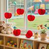 6 Pack 4.3 x 5.7 Inch Apple Honeycomb Decorations, Stand or Hang Tissue Paper Centerpieces, 3D Red Fruit Ornaments for Back to School, Teacher