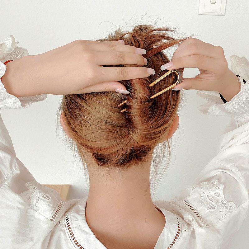 1PC Women Metal Hair Clips Fashion Hair Pin Simple Fork Stick U Shaped
