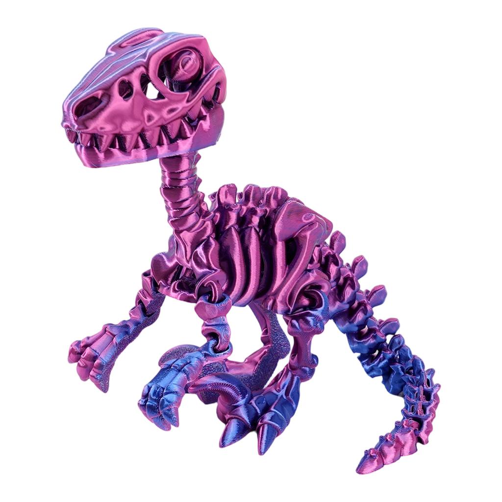 3D Printed Articulated Raptor Skeleton Figurine Dinosaur Bones Poseable ModelToy For Home Office Decors and Collector