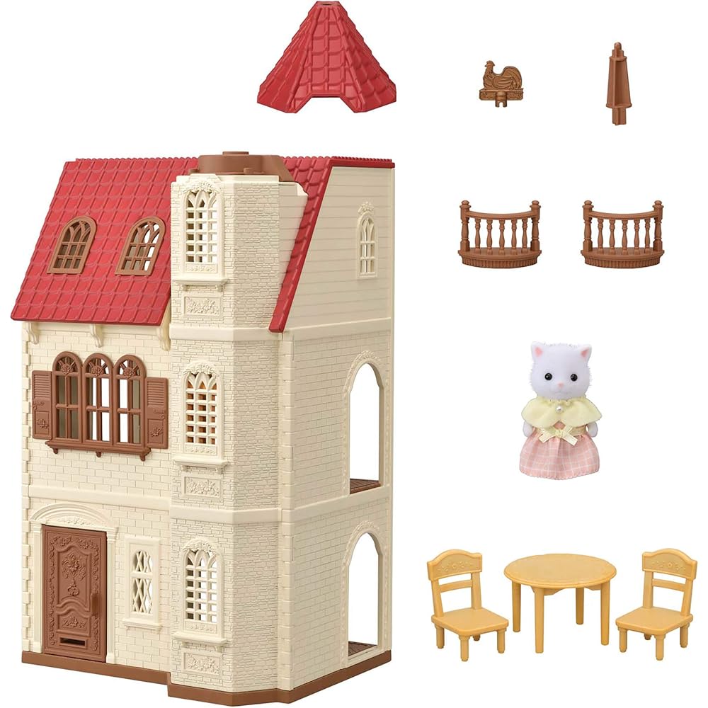EPOCH Sylvanian Families House with Red Roof and Elevator Playset