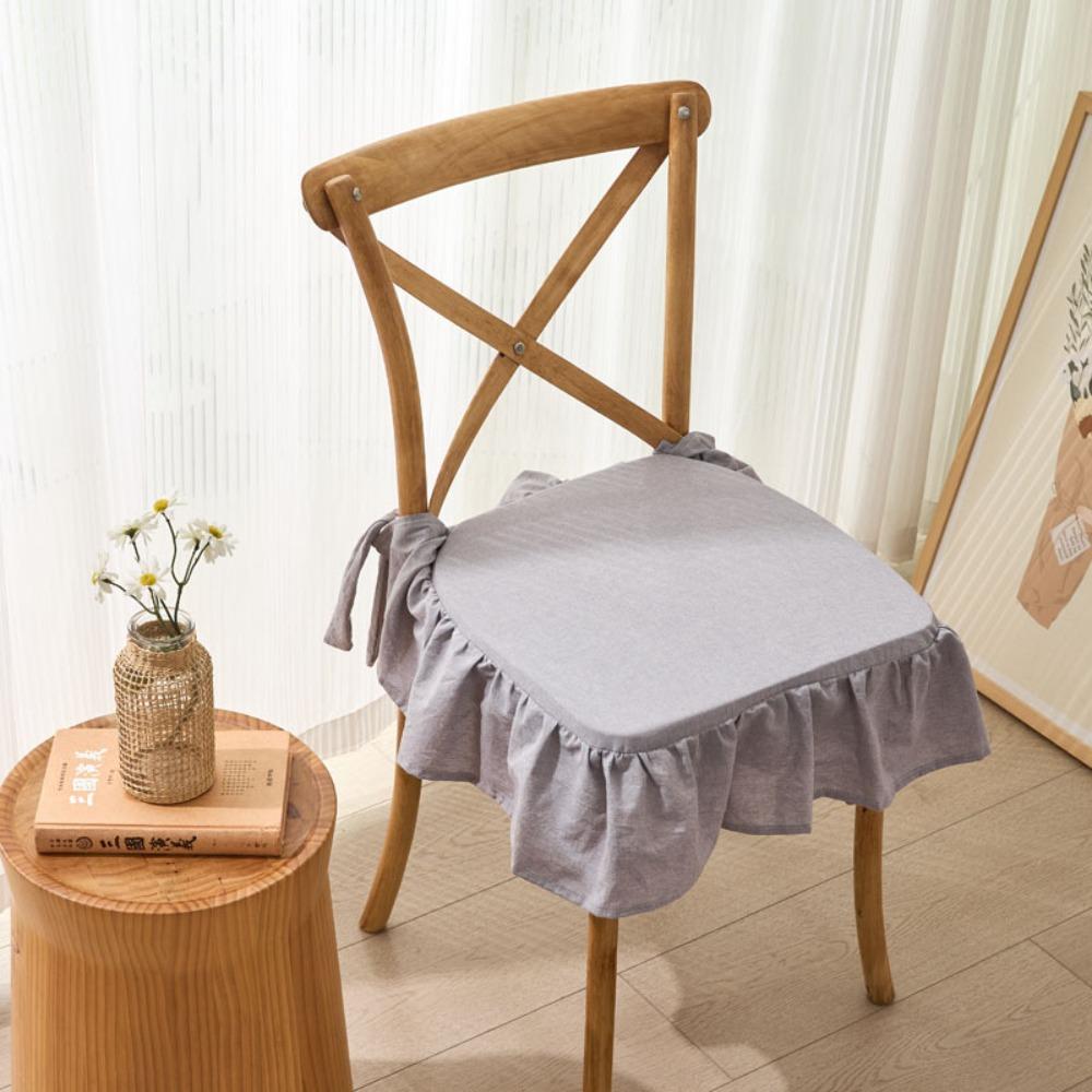 

Foam Filling Plaid Ruffled Chair Cushion American Country Style Seat Cushion Living Room Style I