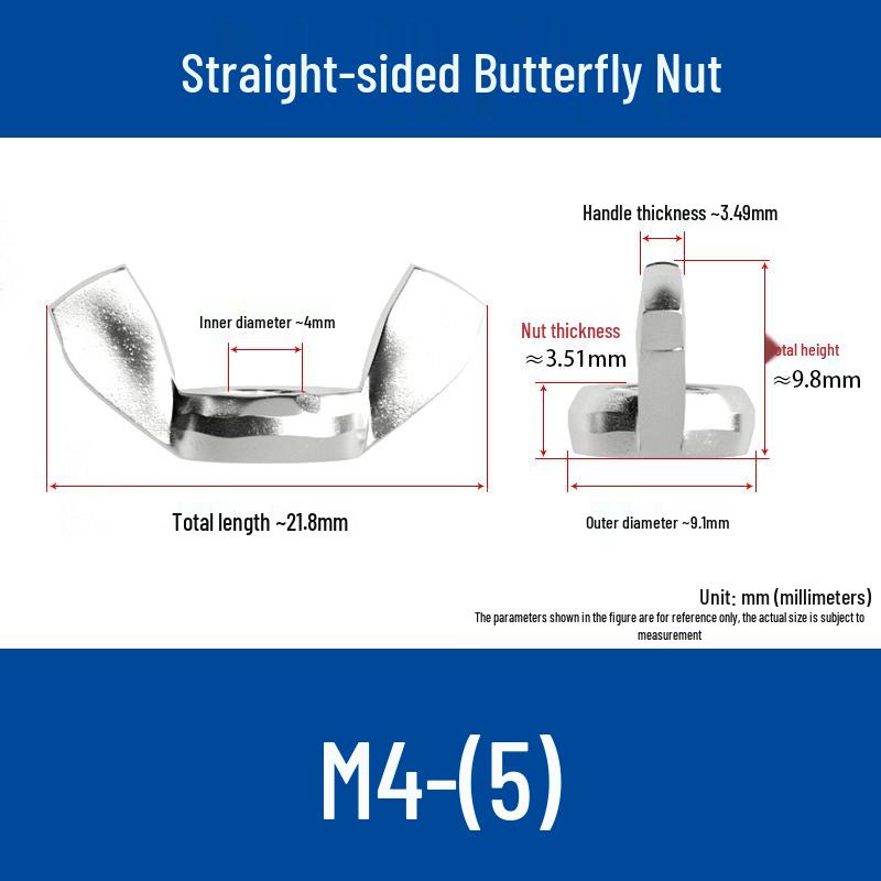 M4-M24 304 Stainless Steel Large Ear Ram's Horn Disc Butterfly Nut
