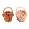 Set of 10 Coffee/White Colored Plastic Baskets Wovens Flower Basket with Handle Miniature Creative DIY Craft Supplies