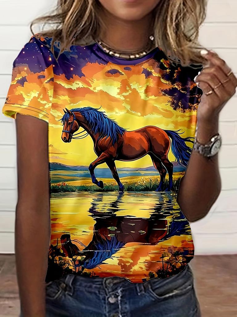 Summer Virgin Mary Cat Star 3D Print T-Shirts Women's Casual Short Sleeve T Shirt Streetwear Round Neck Tees Top Female Clothing