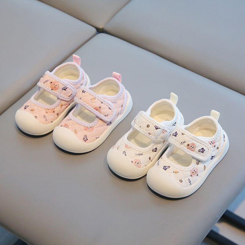 Baby Soft-soled Toddler Shoes Girls Princess Shoes-year-old Spring and Autumn Breathable Soft Canvas Shoes Bag Head Baby Shoes