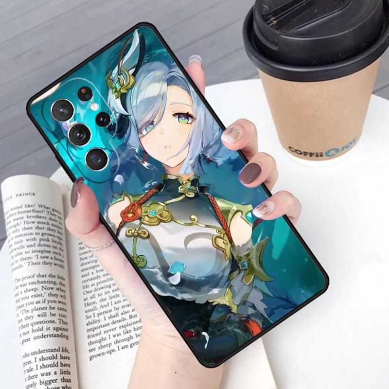 Genshin Anime Shenhe Phone Case Cover For Samsung Galaxy S24 S25 Ultra S21 S22 Ultra S10E Note 10 Plus Note 20 FE S23