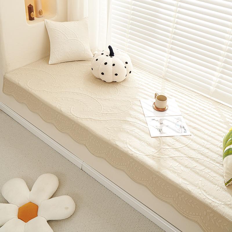 French Retro Pure Cotton Fabric Bay Window Mat Bedroom Balcony Window Sill Card Seat Non-Slip Mat Tatami Mat Sofa Cushion