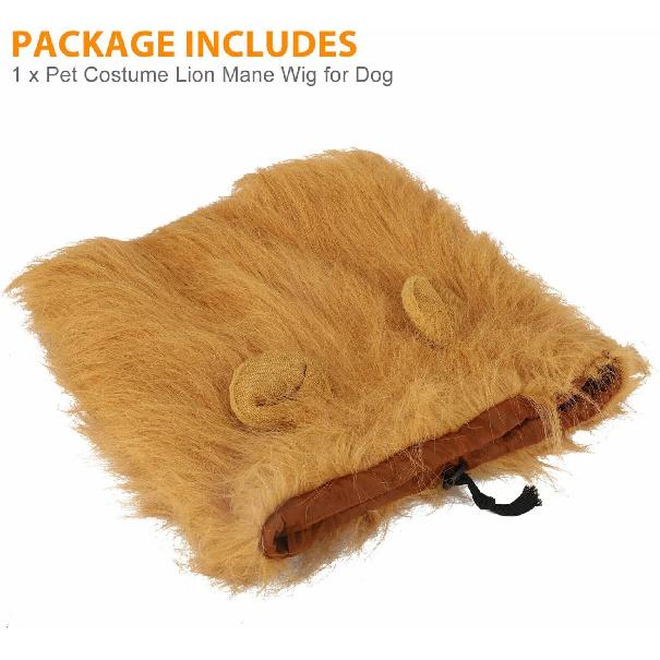 Lion Mane for Dog Costumes Realistic Funny Lion Wig for Medium Large Sized Dogs Halloween Pet Costume (Large, Light Brown)