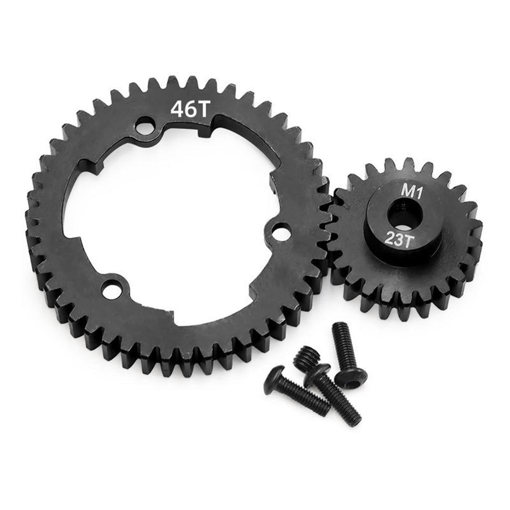 Hardened Steel 46T 23T Gear Set Compatible With Multiple RC Models For Enhanced Power Transmission Efficiency