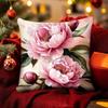 1 Stück Kissenbezug im Aquarellstil mit pinker Pfingstrosen-Aufdruck, geeignet für Sofa, Schlafzimmer, Wohnzimmer, Ein heilendes Geschenk für Blumenliebhaber