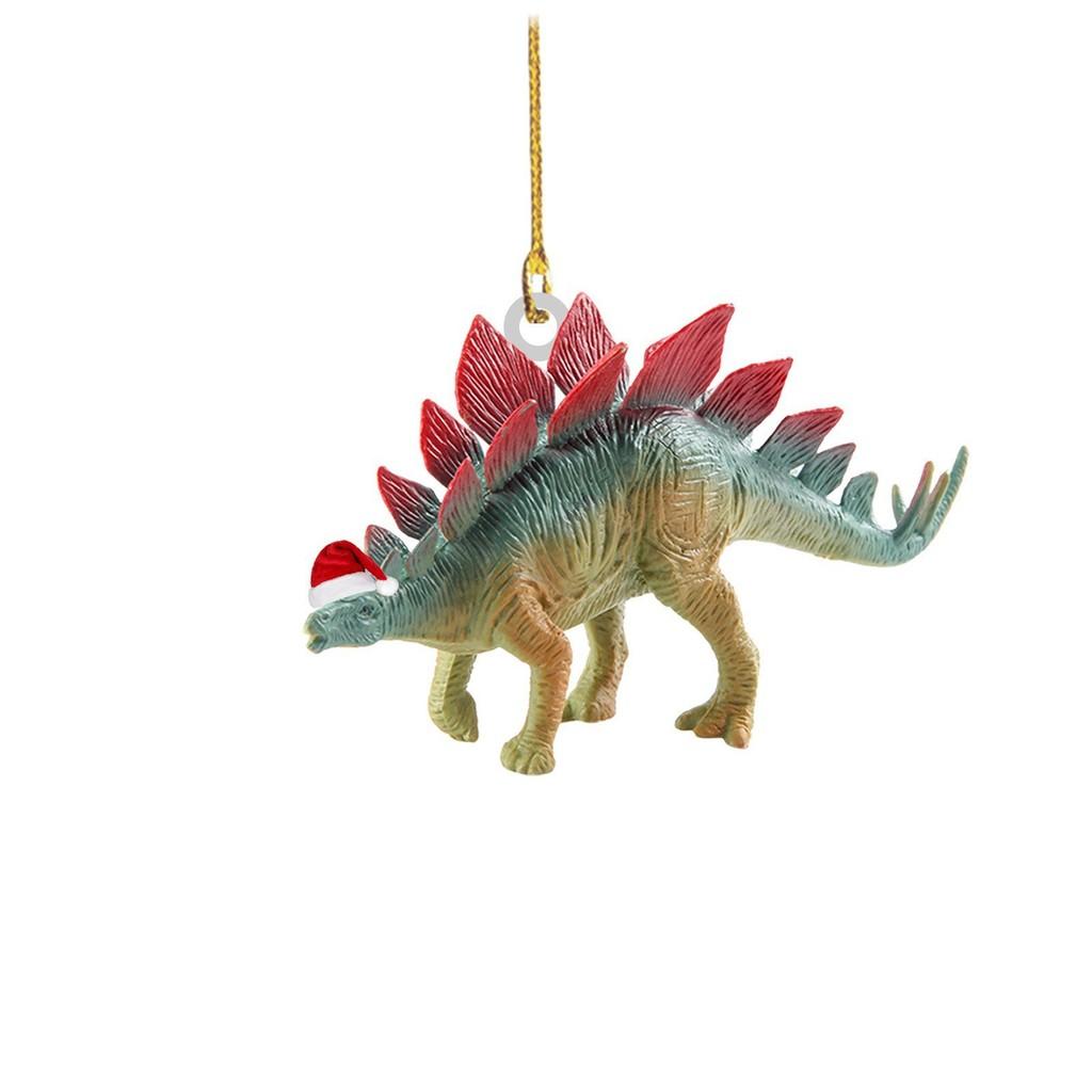 Festive Flat Dinosaur Acrylic Christmas Ornament Cheerful Vehicle Decoration Gift For All Ages