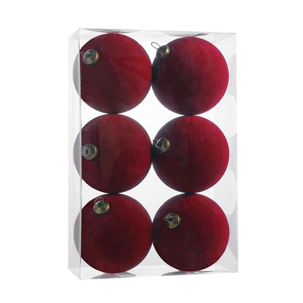 6pcs Set 8CM Size Christmas Ball Decoration Plastic Velvet Balls Party Wedding Gifts Christmas Tree Pendant Flock Colored