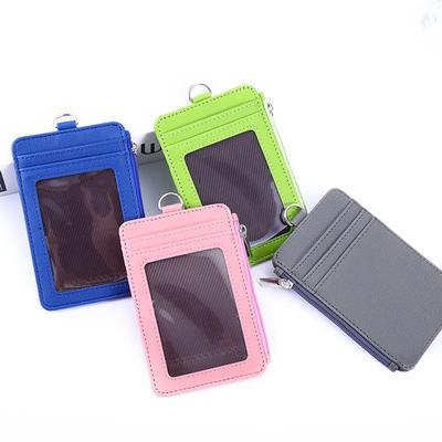 Solid Color Mini Slim Wallet PU Leather Card Holder Wallet Women Men Credit Card & Id Holders Business Wallet Zipper Coin Purse