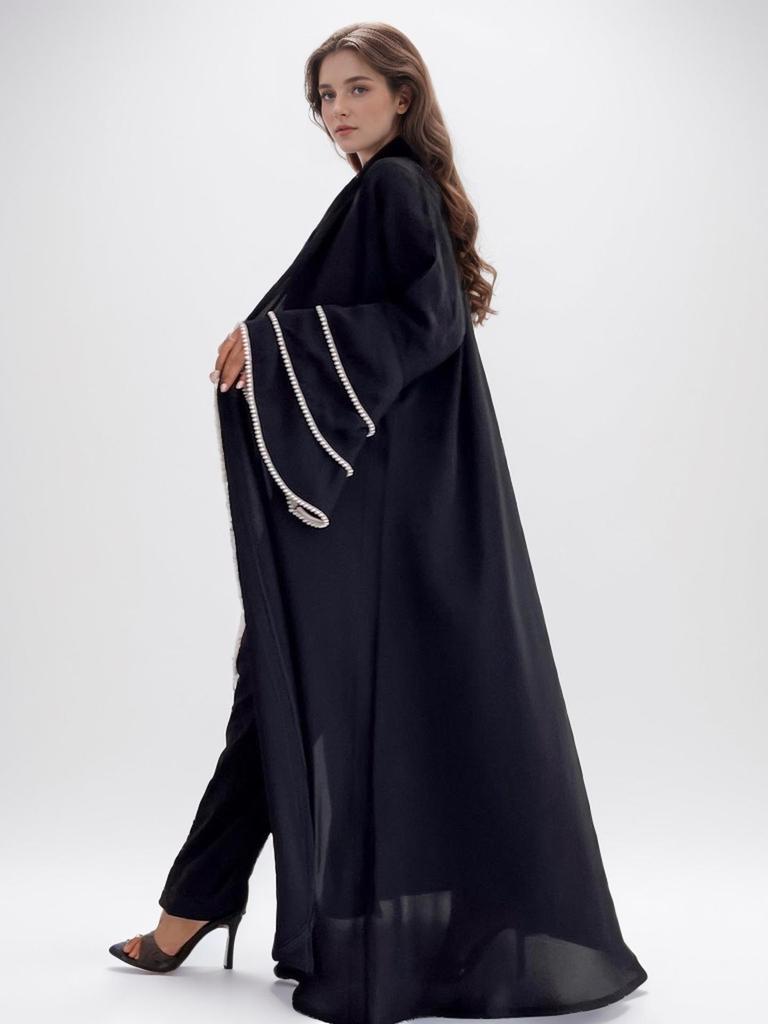Elegant Hand-embroidered Pearl Women's Abaya Robe