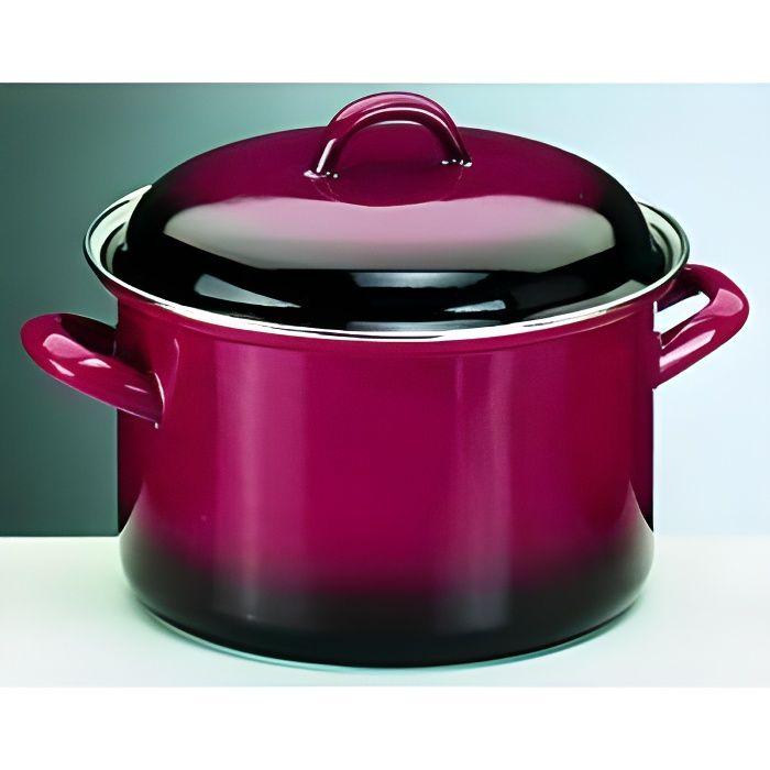 IBILI - Marmite Droite Avec Couvercle Volcan, 20 Cm, Acier Émaillé, Compatible Avec L’induction