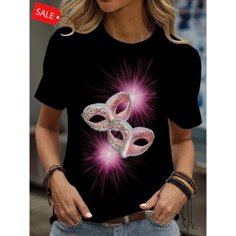 T-Shirts for Floral Cartoon 3D Print Women Summer Fashion Round Neck Short Sleeve Tee Female Clothing Y2K Streetwear