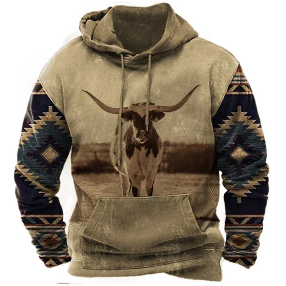 Vintage Contrasting Yellowstone Graphic 3d Print Hoodie Autumn Long Sleeve Man Hooded Sweatshirt Oversized Men Hoodies