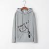 Women's Cat Print Fleece Hoodie - Spring/Autumn Collection
