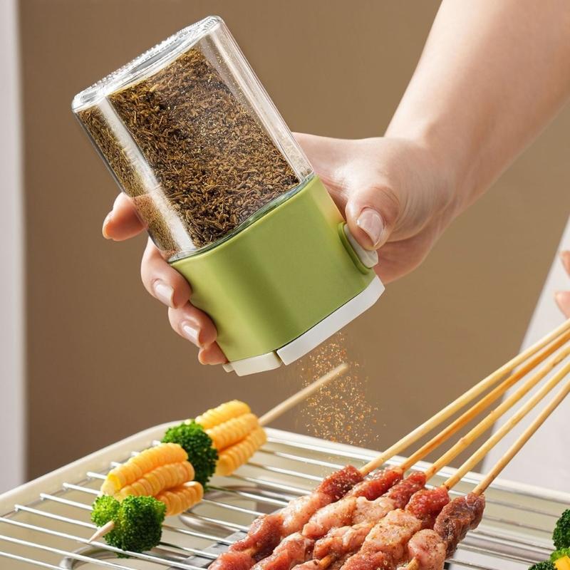 Double Purpose Glass Salt And Spices Shaker With Measuring Dispensing And Leakproof Design For Kitchen Dining Table