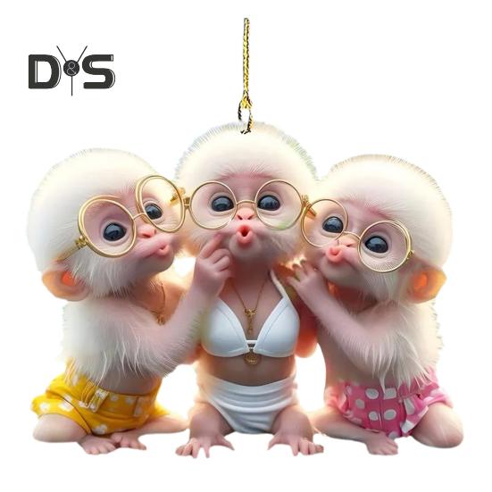 

Подвеска в виде мультяшной обезьяны, 2D акриловое подвесное украшение для салона автомобиля, украшение заднего вида, очковая обезьяна, брелок для рюкзака Monkey