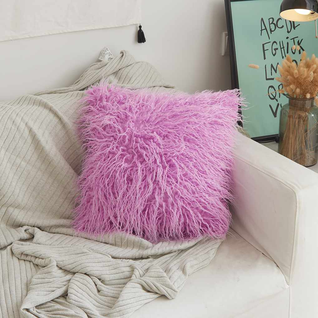 Fluffy Plush Pillow Cases Luxury Sofa Car Waist Throw Cushion Cover Home Decor