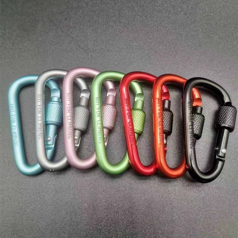 Multicolor Aluminium Equipment Climbing Button Camping Hiking Hook Alloy Carabiner Buckle Keychain