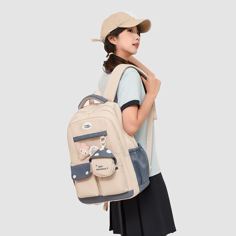 Contrast Color Student Backpack Large Capacity Schoolbag Women's Backpack
