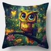 4PCS Pillow Case Set: Perch Design, Multicolor  with Floral & Forest Sunset Background. For Daily Party, Bedroom Decor