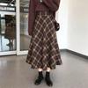 Lässiger karierter Rock mit hoher Taille für Damen im Herbst