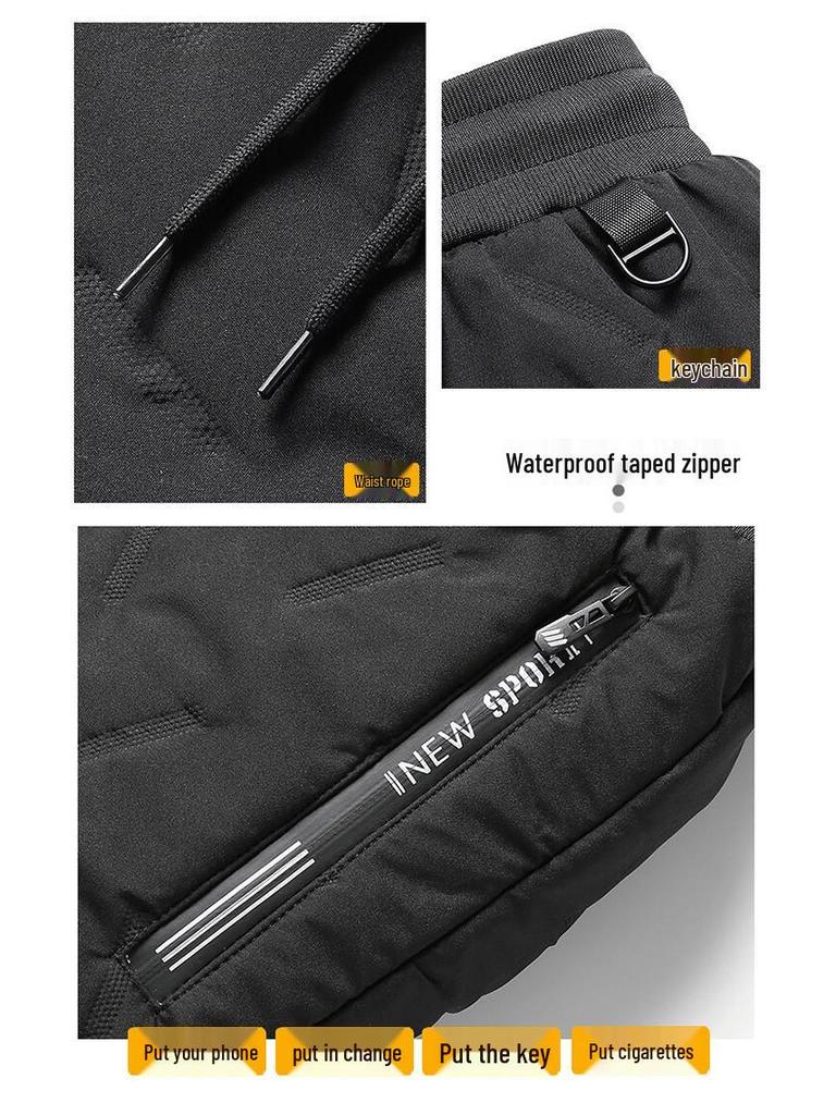 Men's Plus Size Velvet-Lined Cotton Pants - Warm Casual Lambswool Trousers for Middle-Aged & Elderly, Suitable for Autumn/Winter.