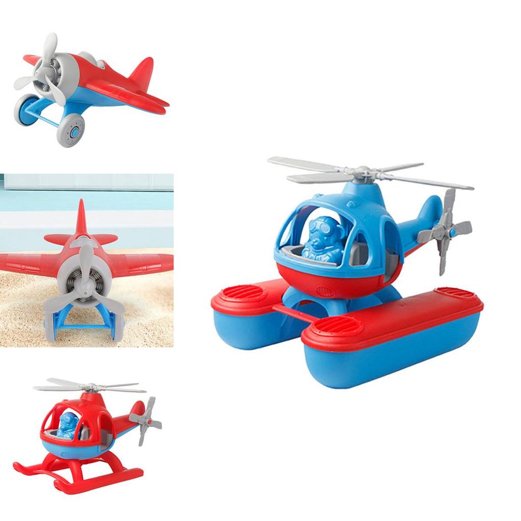Plastic Spiral Propeller Airplane Model Toy Cartoon Beach Aircraft Wwii Fighter Plane Helicopter Red/blue