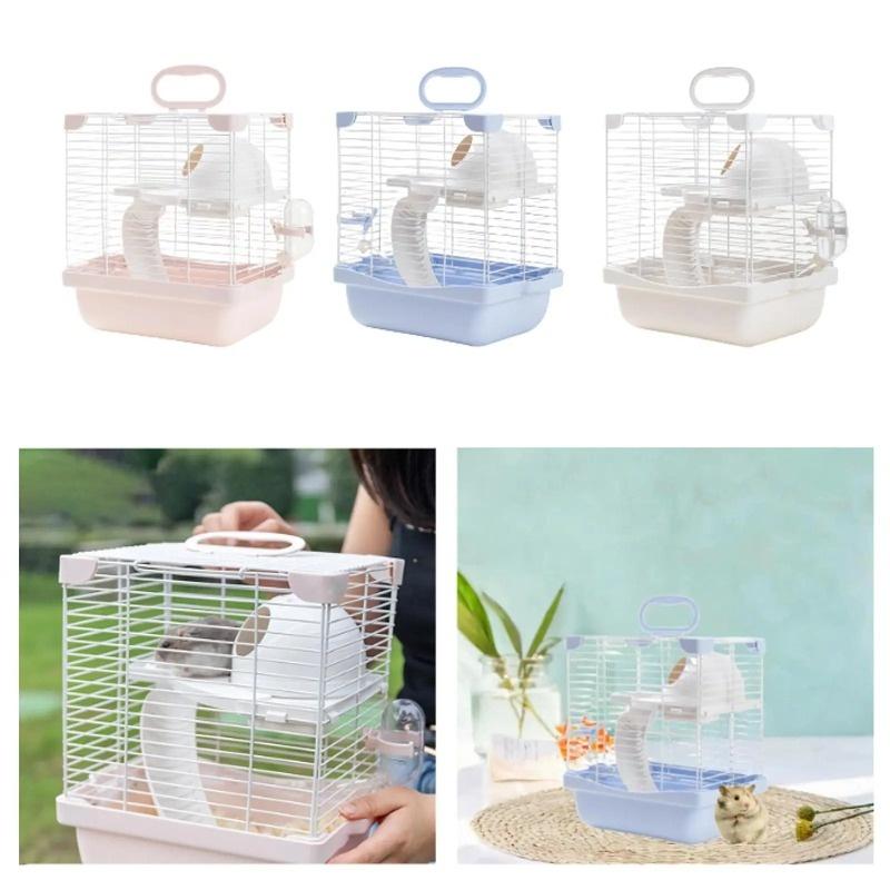 2 Tiers Hamster Cage Enclosure Travel Cage High Chassis Design Detachable Bottom Double-decker villa basiccagetwo-storyplatform