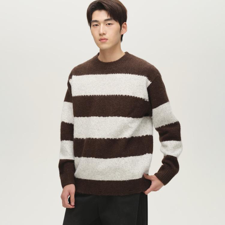 

Men s Jacquard Striped Wool Sweater - Winter 2025 Collection XXL колір темно кави