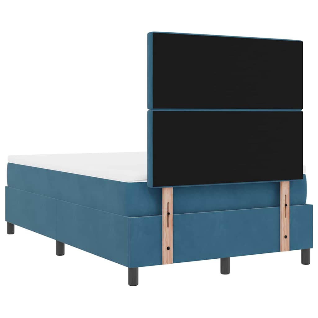 Boxspring Bed with Mattress Dark Blue 120 x 190 cm Velvet