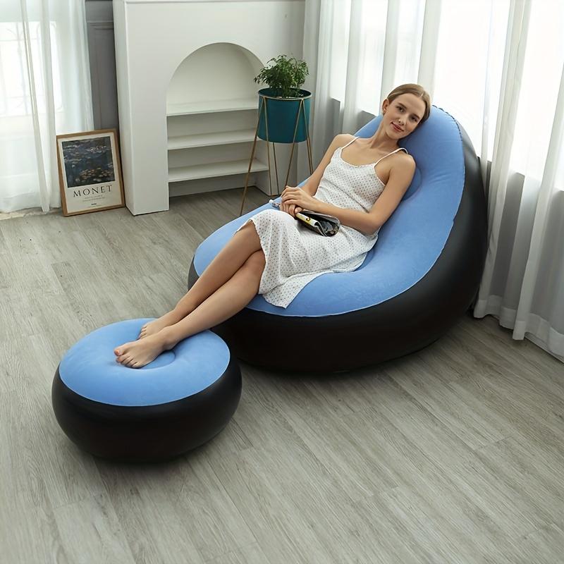 Thickened Inflatable Lounger Set with Footrest and Air Pump, Foldable Reclining Sofa for Home and Outdoor Use