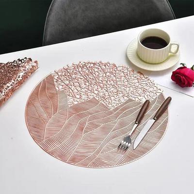1pc Flower Round Placemat PVC Table Mats Heat Resistant Dining Table Decorative Mat Home Party Wedding Christmas Decoration
