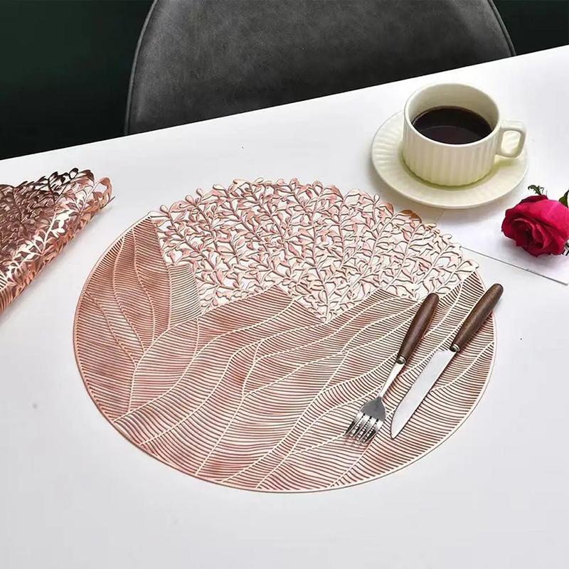 1pc Flower Round Placemat PVC Table Mats Heat Resistant Dining Table Decorative Mat Home Party Wedding Christmas Decoration