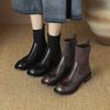 Krazing Pot Microfiber Autumn Winter Shoes Thick Med Heels Size 43 Chelsea Boots Back Knitwear Stretch Ankle Boots